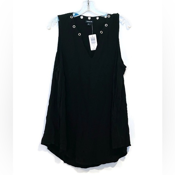 torrid Tops - Torrid Blouse Gold Grommet Black Tank Size Large